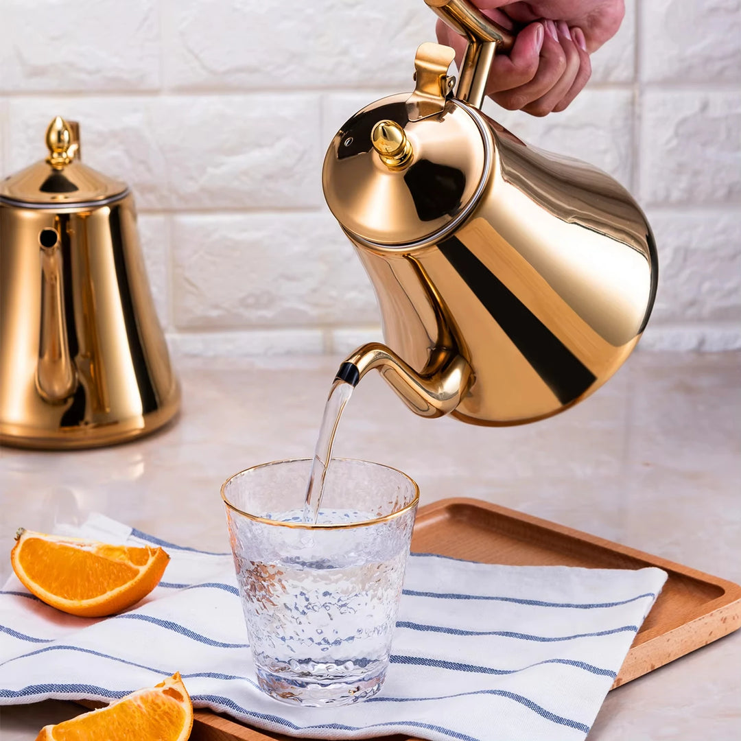 Elegant stainless steel teapot with infuser insert