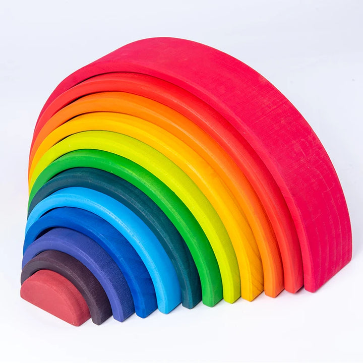 Montessori Wooden Rainbow Stacking Toy for Toddlers