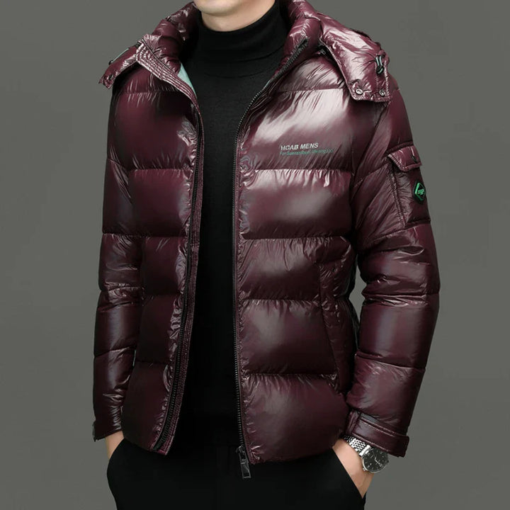 Men's Short Down Jacket with Shiny Design 