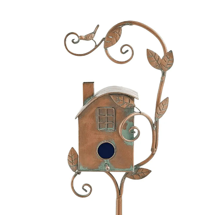 Elegant Metal Birdhouse with Pole for Garden Decoration – Durable and Weather-Resistant Bird House for Outdoor Spaces-4