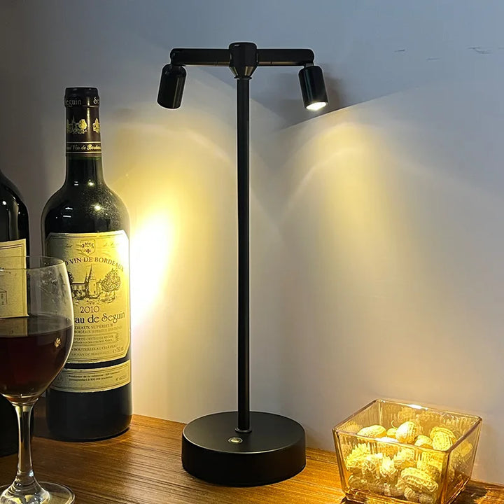 LED table lamp with touch dimmer and USB charging