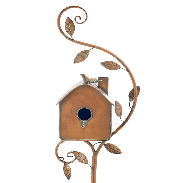 Garten-Deko-Stecker mit Vogelhausmotiv in reduzierter Ansicht