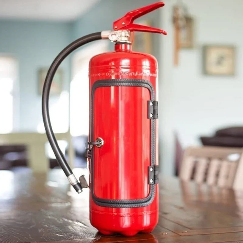 Hidden bottle holder in a fire extinguisher design – an original bar accessory