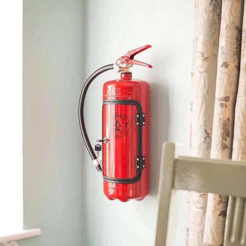 Hidden bottle holder in a fire extinguisher design – an original bar accessory