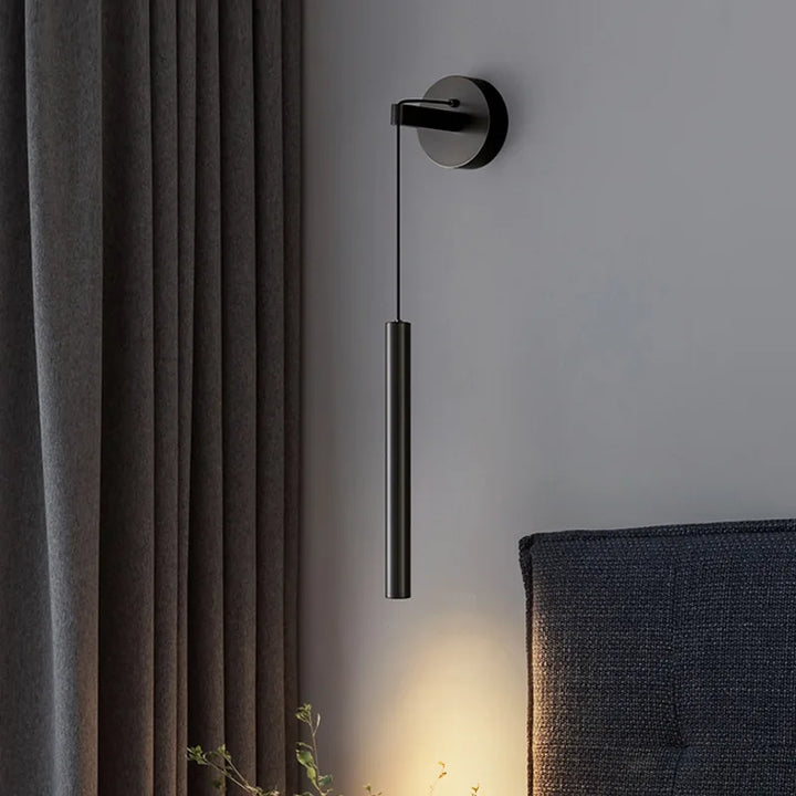 Height-adjustable copper wall light with warm LED light for bedrooms and hallways