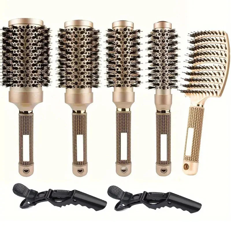 Professional round styling brush set with ion function for different hair lengths