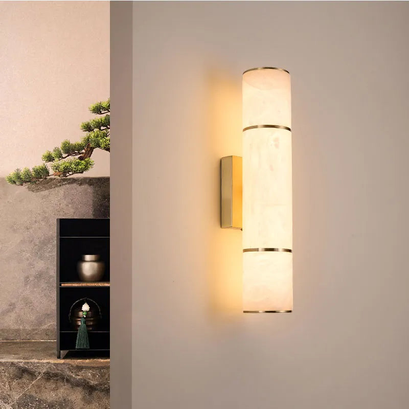 Luxurious modern LED wall light with stone look for living room