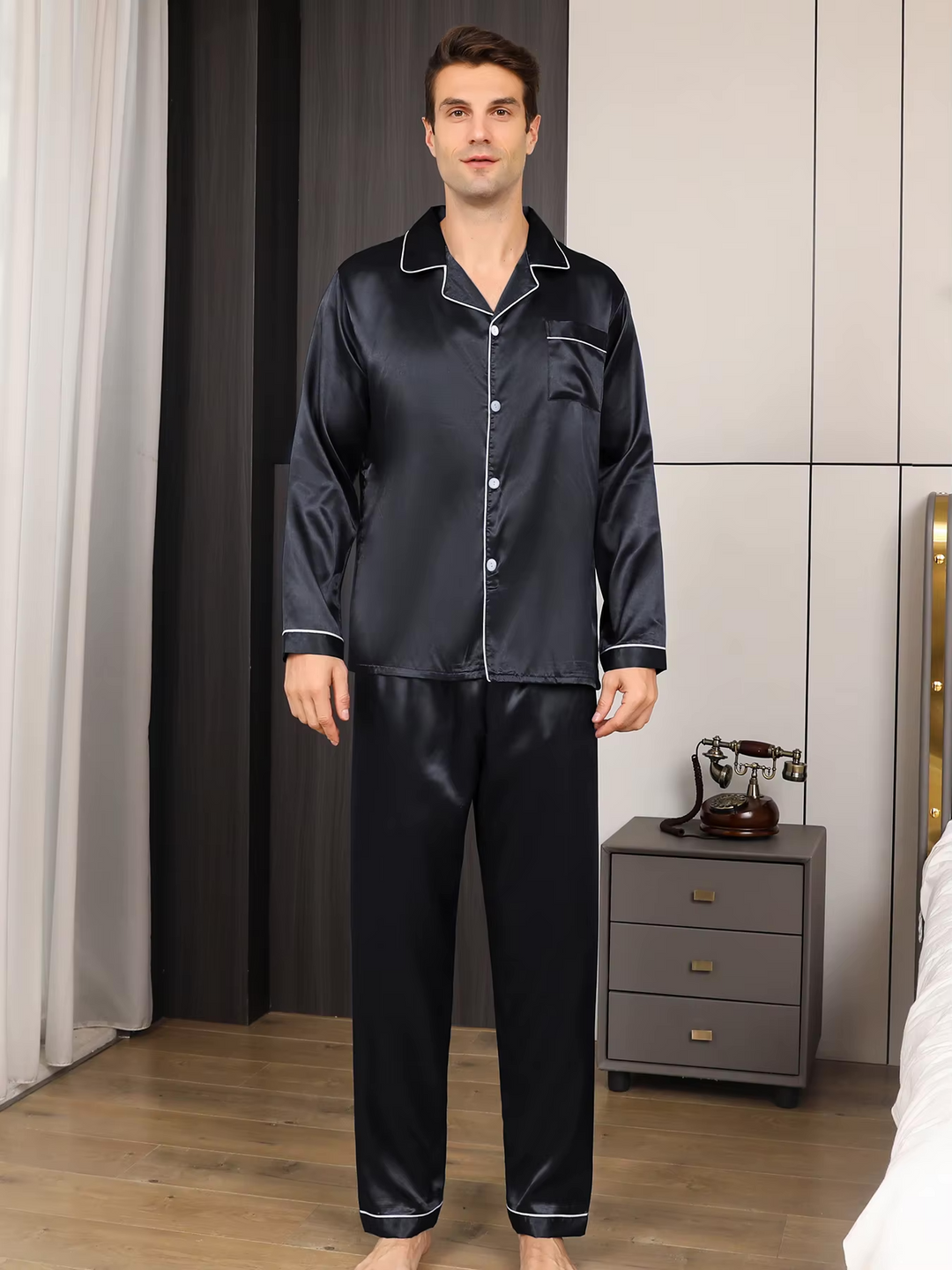 Men's silk satin pajama set 