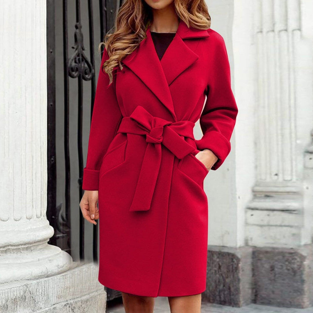 Women's Trench Coat with Tie Belt and Classic Lapel