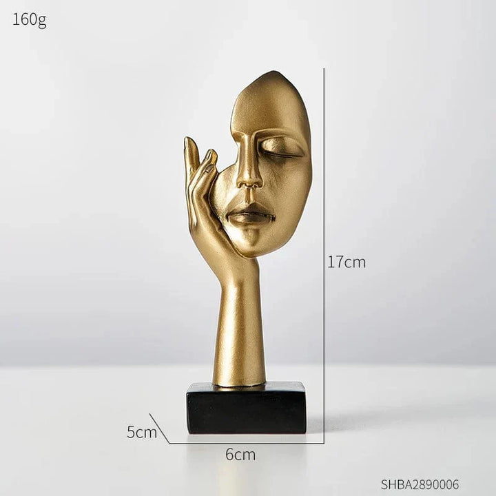 Minimalistische Resin-Skulptur als Gesichtsform für Wohnzimmer oder Regal