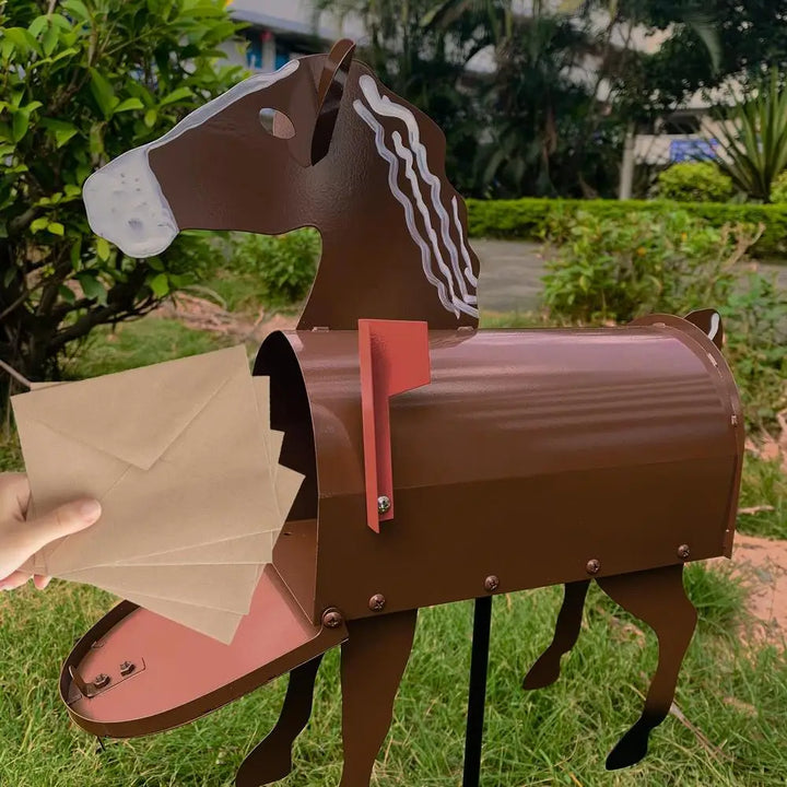 Artistic weatherproof mailbox with animal sculpture for garden and driveway