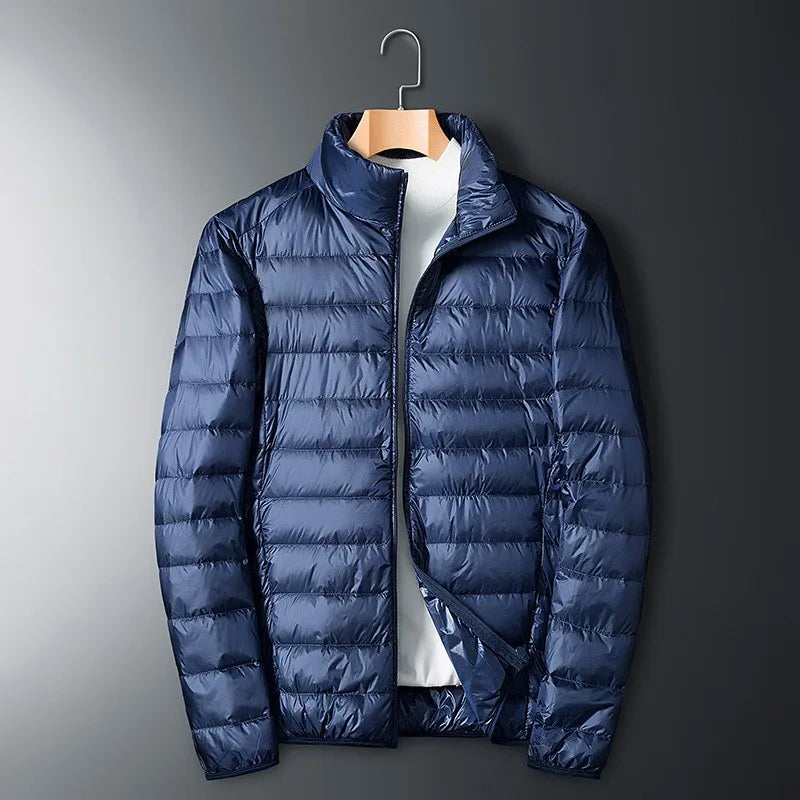 Men's Down Jacket with Shiny Finish for Winter