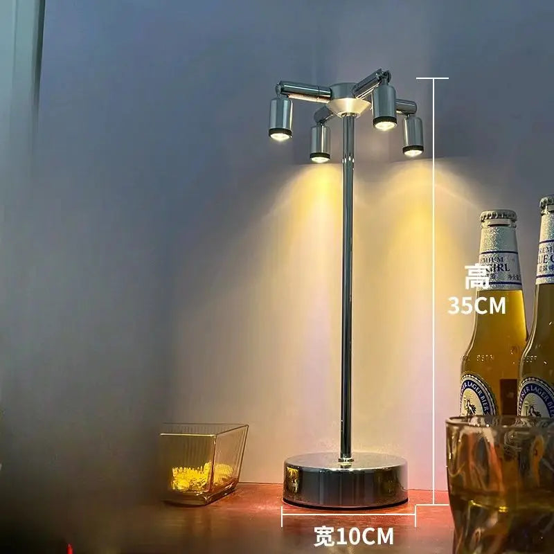 LED table lamp with touch dimmer and USB charging