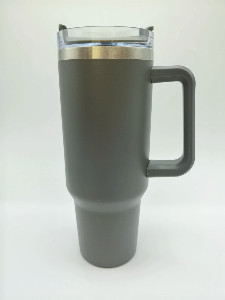 Insulated stainless steel drinking cup with handle &amp; lid
