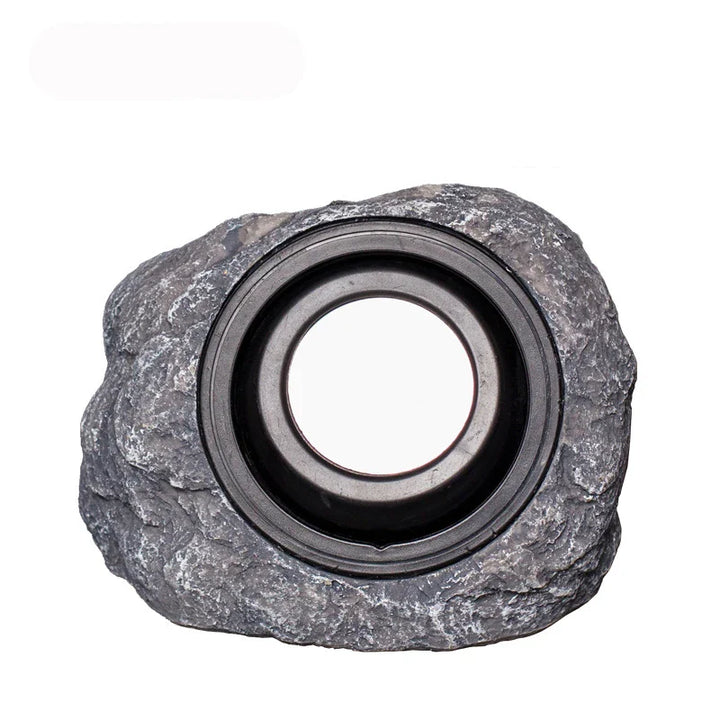 Solar-powered LED path light in natural stone design