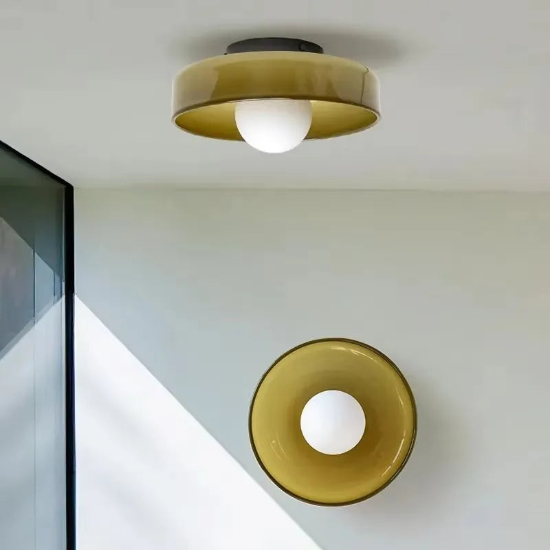 Round glass ceiling light – Colorful accents for living rooms and bedrooms
