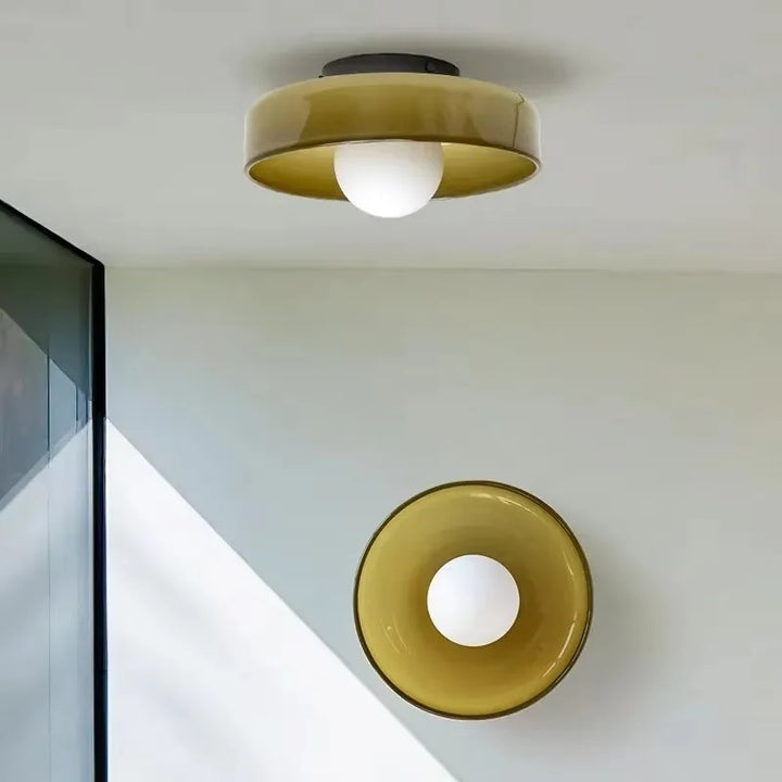 Round glass ceiling light – Colorful accents for living rooms and bedrooms