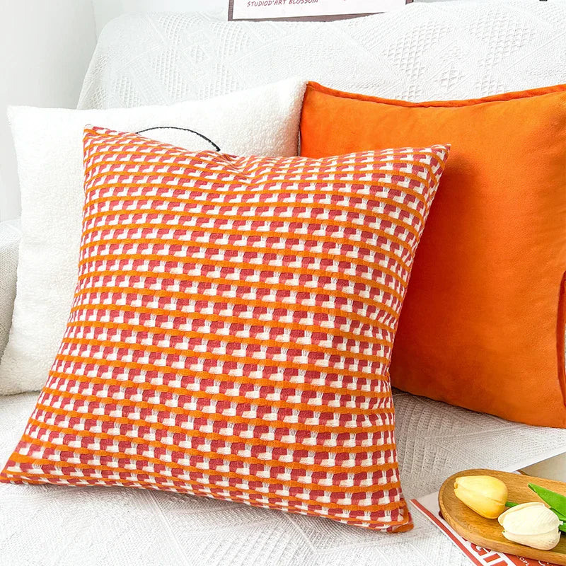 Abstrakter Kissenbezug für Wohnzimmersofa mit geometrischem Print und quadratischem Format