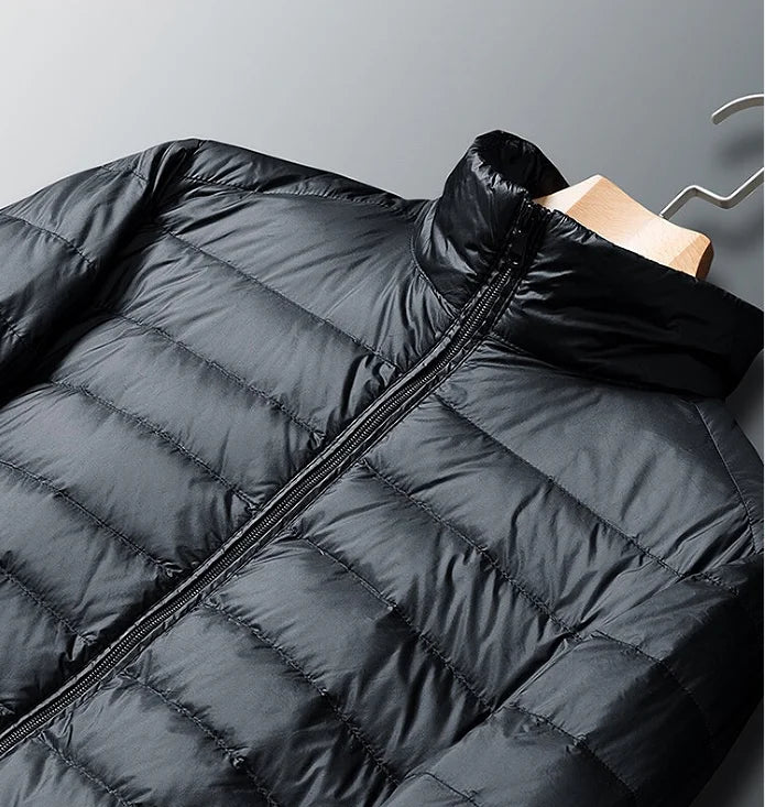 Men's Down Jacket with Shiny Finish for Winter