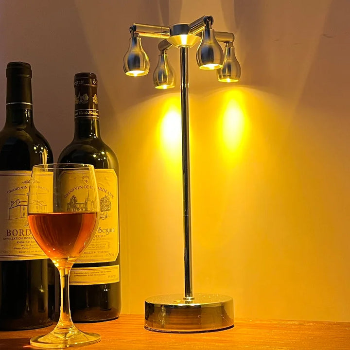 LED table lamp with touch dimmer and USB charging