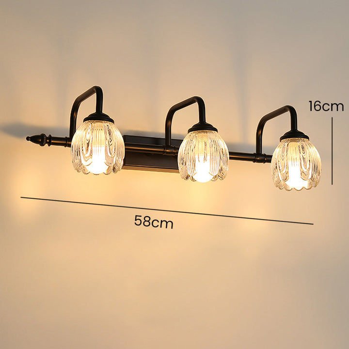 Modern wall light with black glass for bathroom