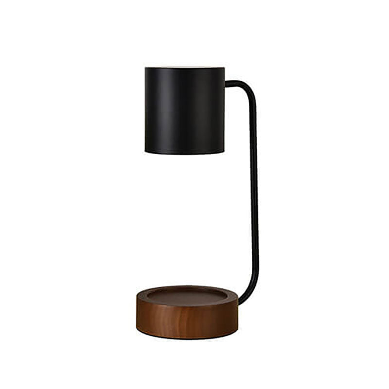 Japanese table lamp made of wood and metal in a minimalist design
