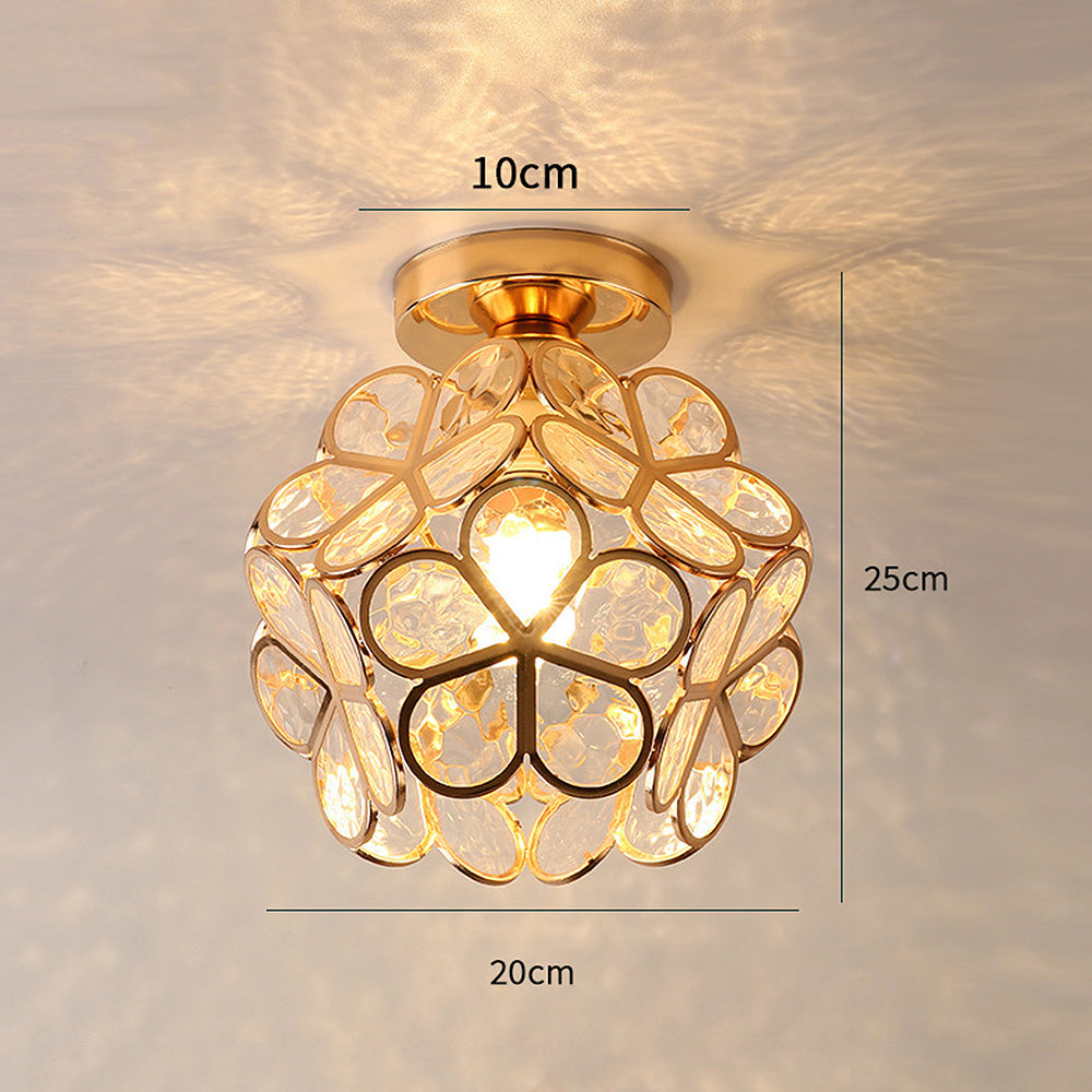 Floral glass ceiling light with light reflection