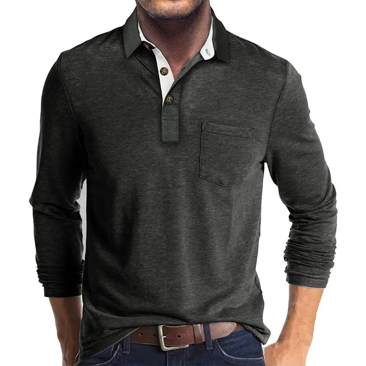Men's long-sleeved shirt with a classic cut