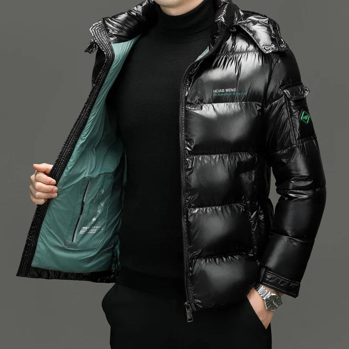 Men's Short Down Jacket with Shiny Design 