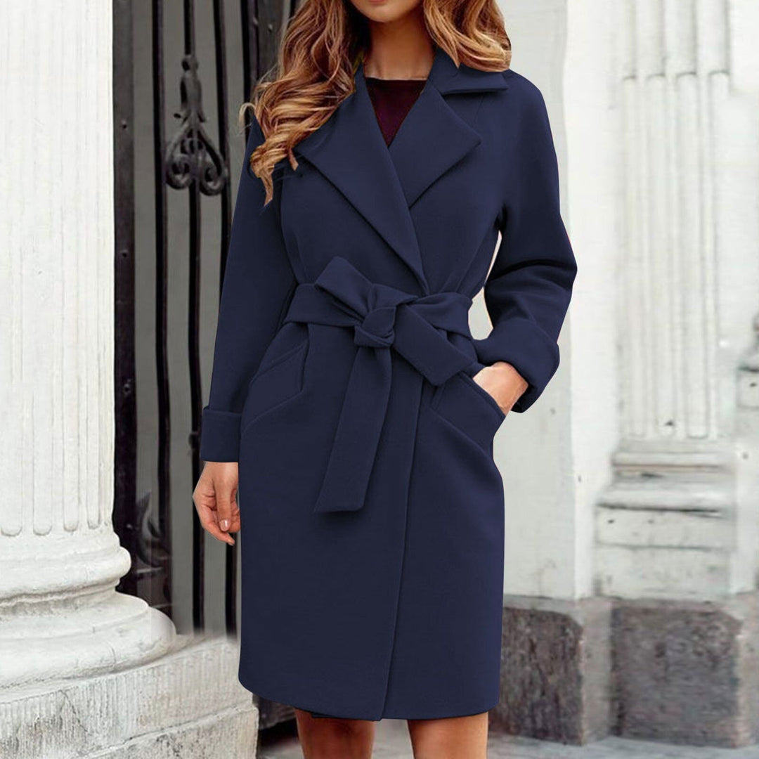 Women's Trench Coat with Tie Belt and Classic Lapel