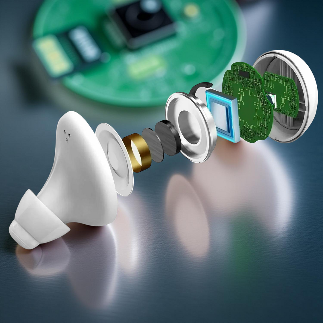 Kabellose Hörhilfe mit Bluetooth & App-Steuerung – Wiederaufladbares In-Ear-Gerät mit Ladeetui