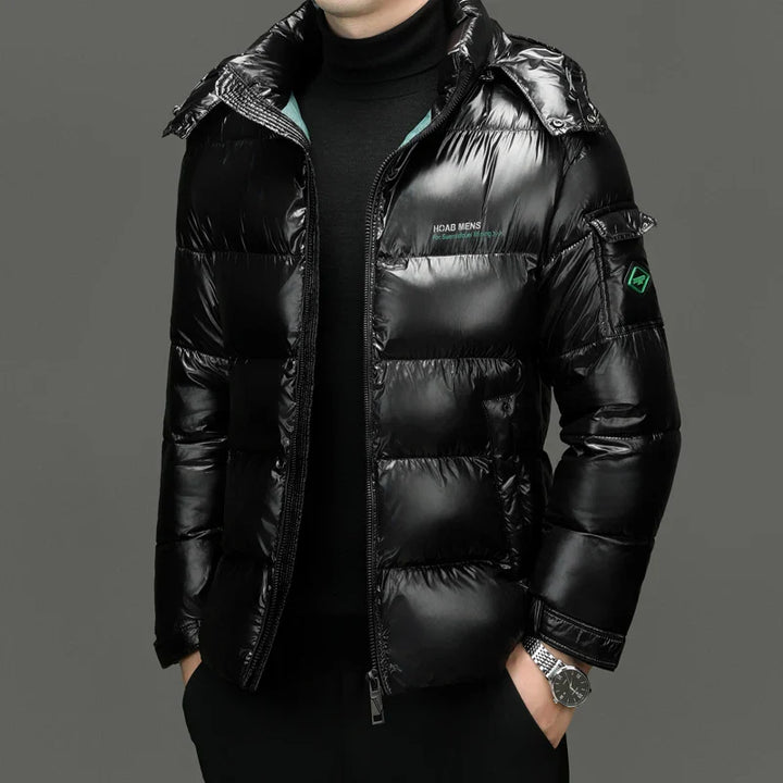 Men's Short Down Jacket with Shiny Design 