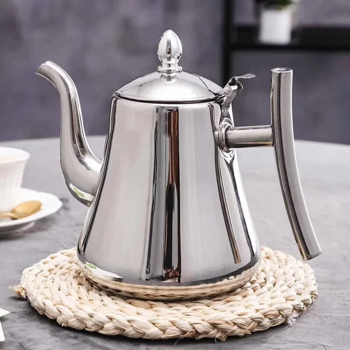 Elegant stainless steel teapot with infuser insert