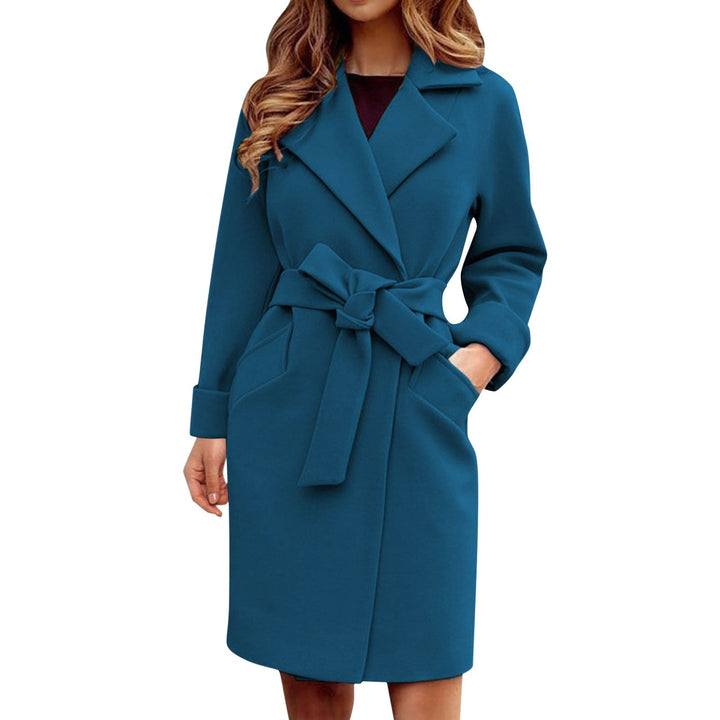 Women's Trench Coat with Tie Belt and Classic Lapel