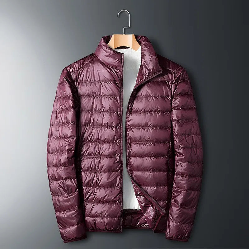 Men's Down Jacket with Shiny Finish for Winter