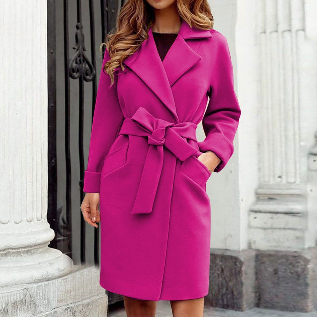 Women's Trench Coat with Tie Belt and Classic Lapel