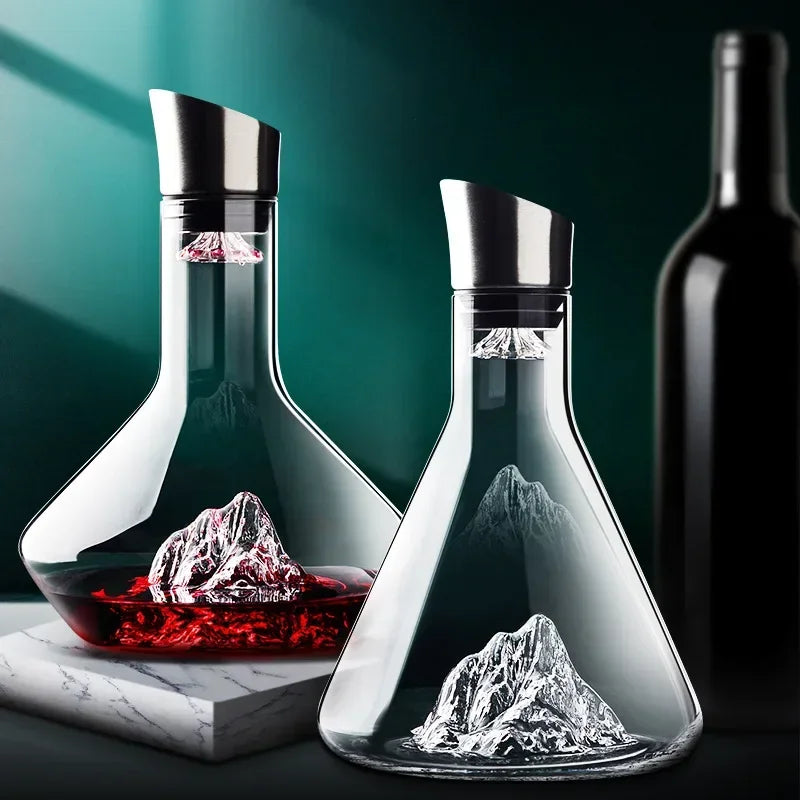 Elegant modern wine decanter with iceberg design