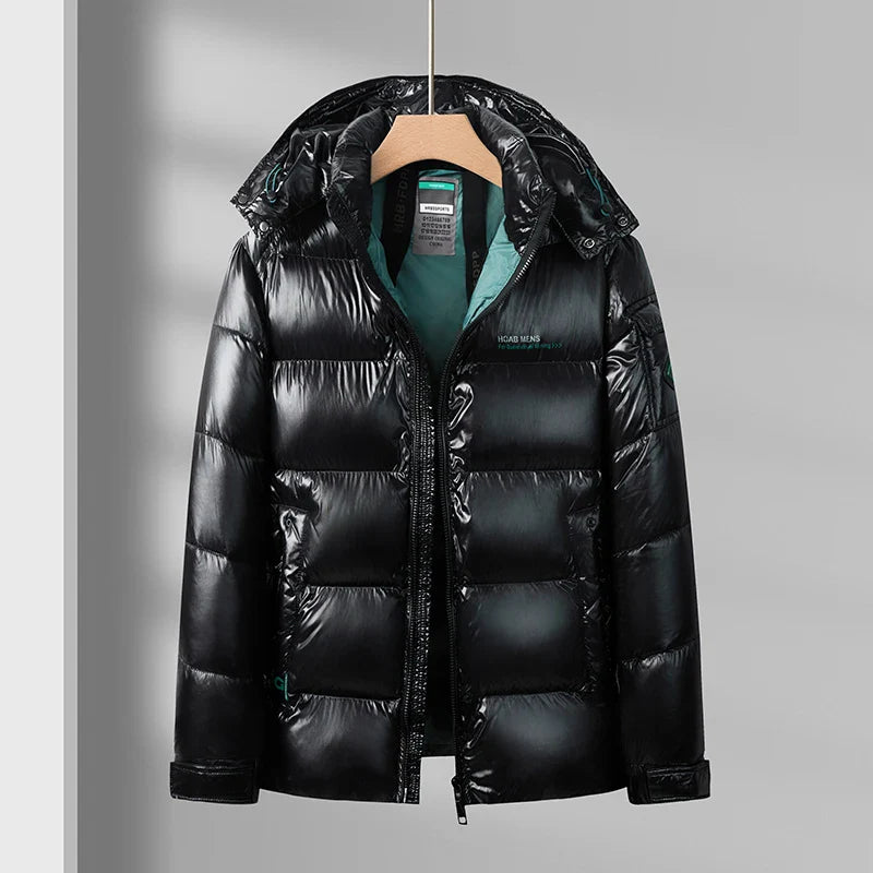 Men's Short Down Jacket with Shiny Design 