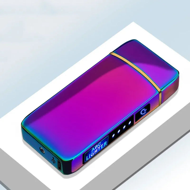Rechargeable USB Plasma Lighter with Windproof Double Arch Flame – Stylish Metal Design for Indoor and Outdoor Use-6