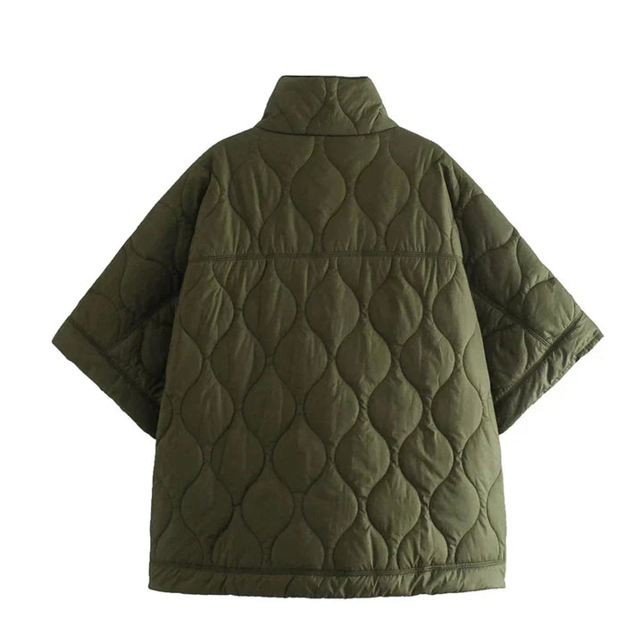 Women's quilted coat in oversized design with stand-up collar 