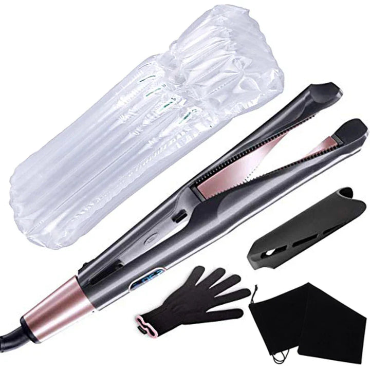 Ionic hair straightener with hot air function – 2-in-1 blow-dry brush for women