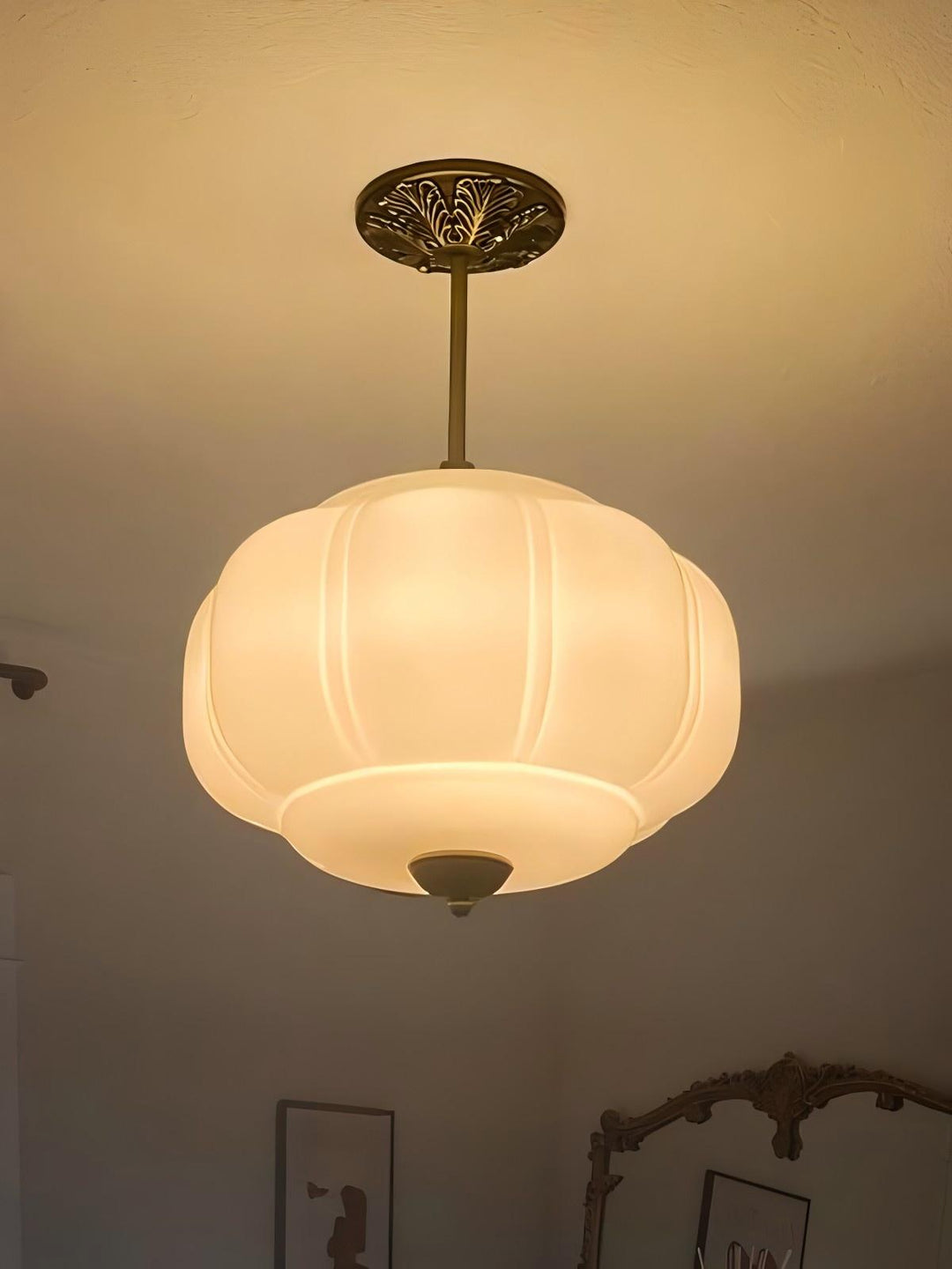 Vintage ceiling light made of frosted glass
