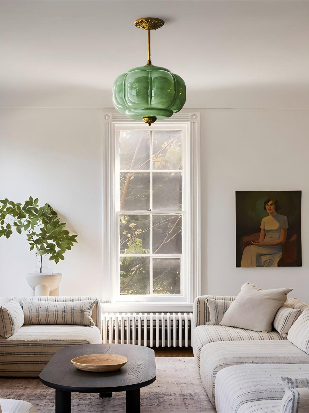 Vintage ceiling light made of frosted glass