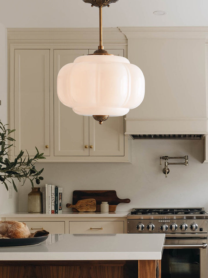 Vintage ceiling light made of frosted glass