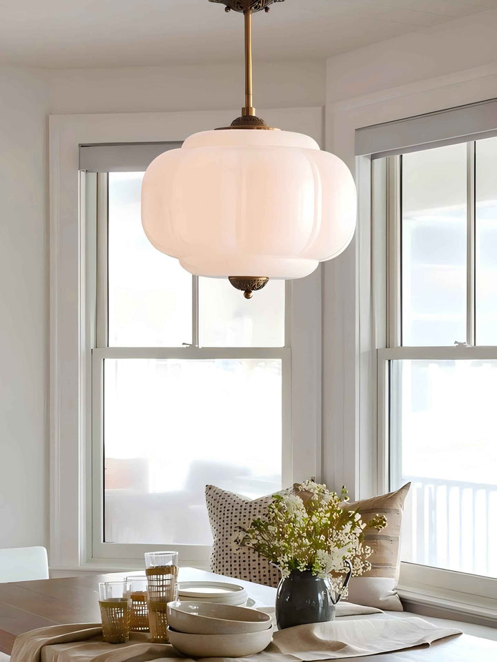 Vintage ceiling light made of frosted glass