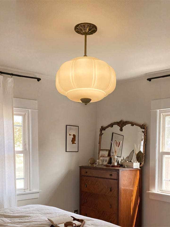 Vintage ceiling light made of frosted glass