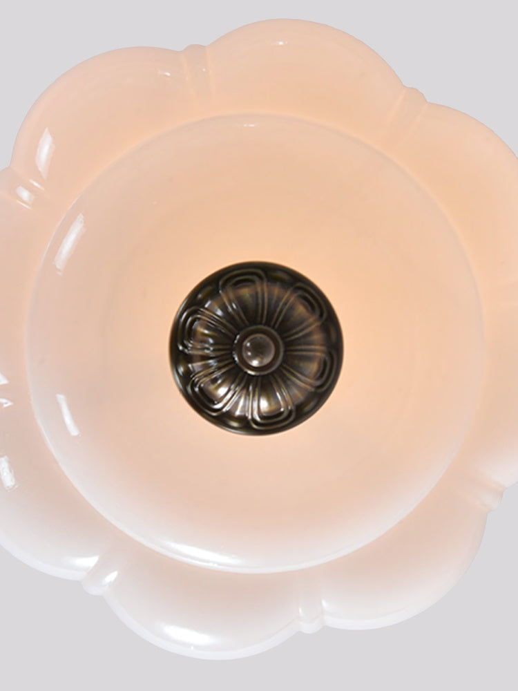 Vintage ceiling light made of frosted glass