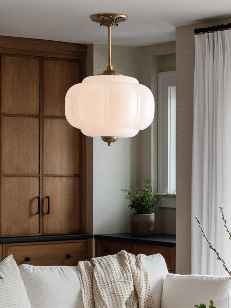 Vintage ceiling light made of frosted glass