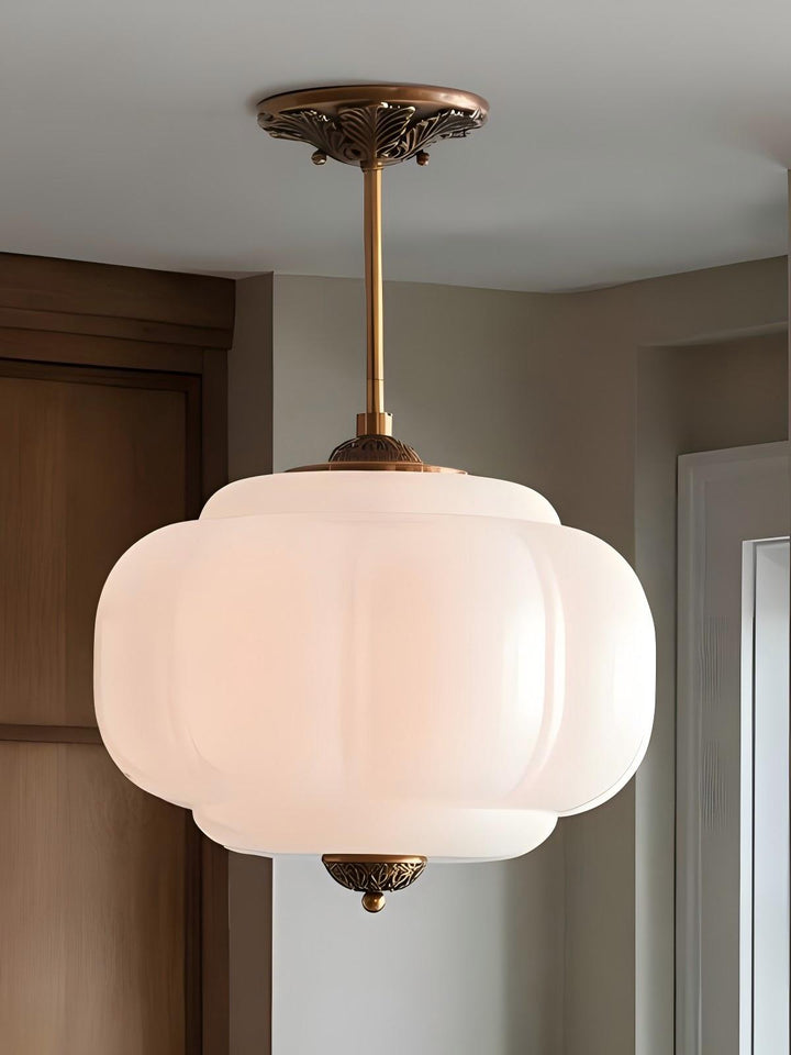 Vintage ceiling light made of frosted glass