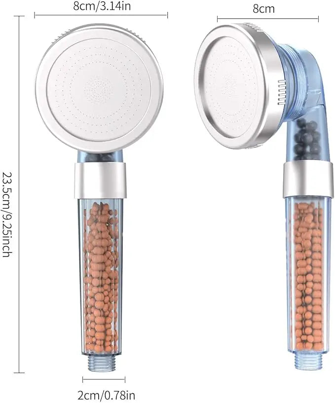 Shower head with 3 spray patterns and filter system